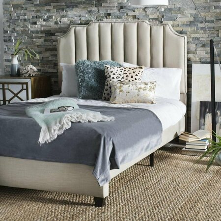 SAFAVIEH Streep Bed, Beige - Queen BED6300B-Q